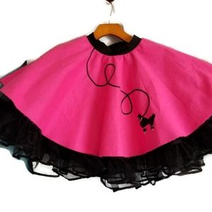 Girls| Pink|Black Poodle Skirt|4/6|